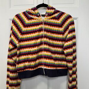 Juicy Couture Black Label Multicolor Velour Zip Up Track Jacket Size Small